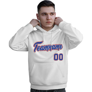 Custom White Royal-Red Classic Style Personalized Sport Pullover Hoodie