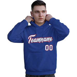 Custom Royal White-Red Classic Style Personalized Sport Pullover Hoodie