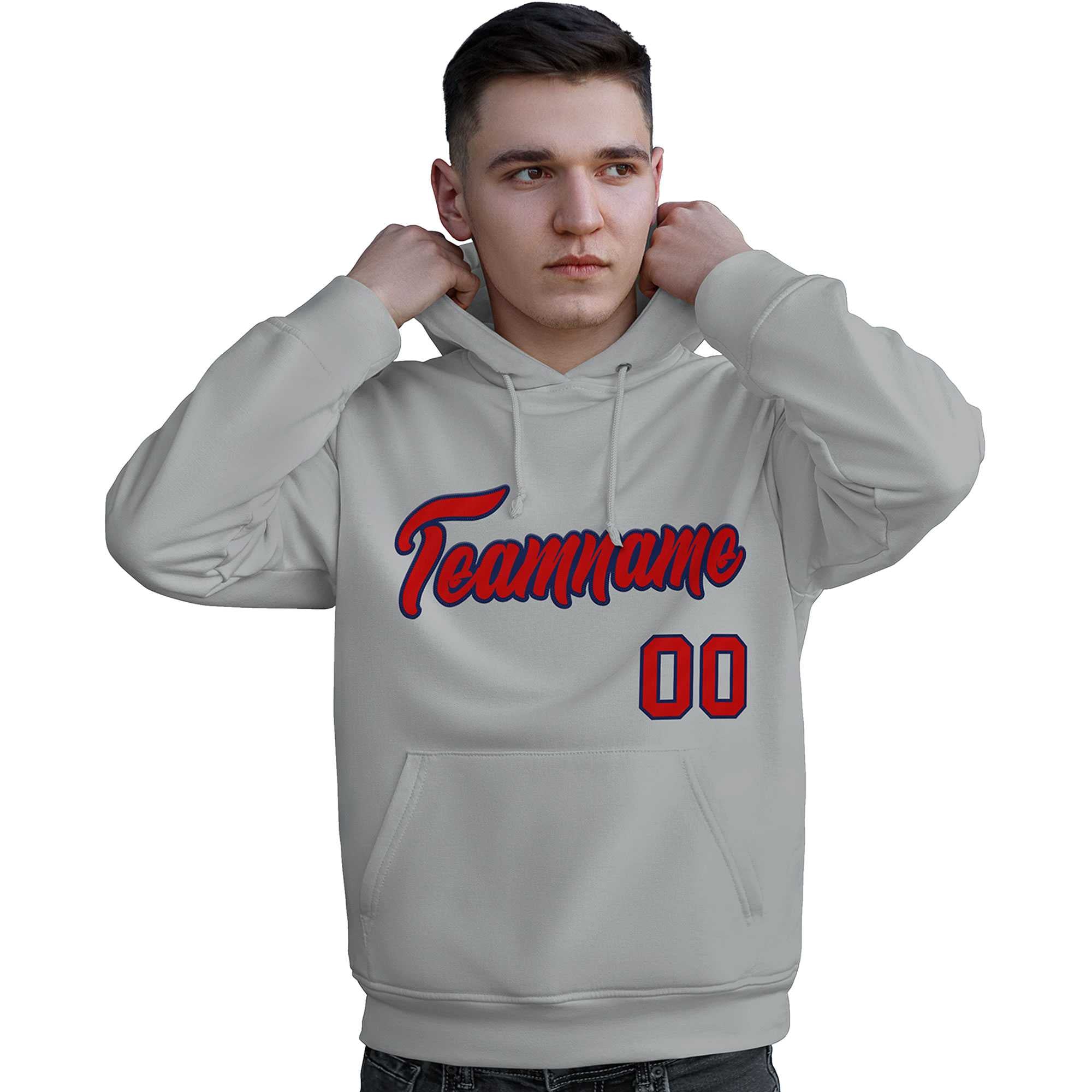 Custom Gray Red-Royal Classic Style Personalized Sport Pullover Hoodie