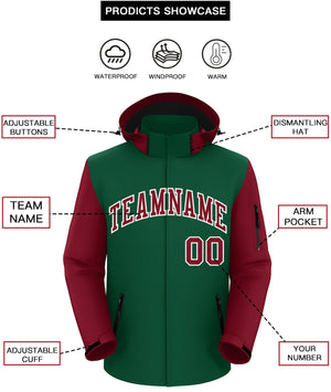 Custom Green Crimson-White Raglan Sleeves Waterproof Jacket