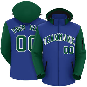 Custom Royal Green-White Raglan Sleeves Waterproof Jacket