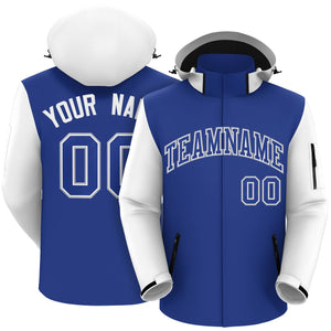 Custom Royal White-Gray Raglan Sleeves Waterproof Jacket