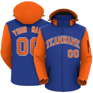 Custom Royal Orange-White Raglan Sleeves Waterproof Jacket