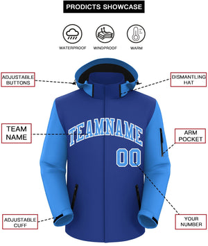 Custom Royal Powder Blue-White Raglan Sleeves Waterproof Jacket