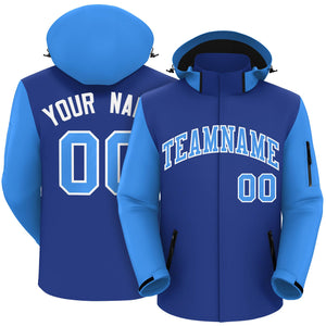 Custom Royal Powder Blue-White Raglan Sleeves Waterproof Jacket