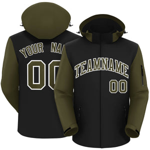 Custom Black Olive-White Raglan Sleeves Waterproof Jacket