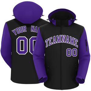 Custom Black Purple-White Raglan Sleeves Waterproof Jacket