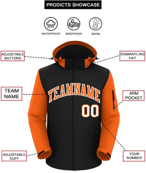 Custom Black Orange-White Raglan Sleeves Waterproof Jacket