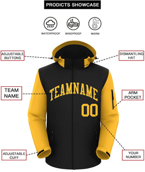 Custom Black Gold- Raglan Sleeves Waterproof Jacket