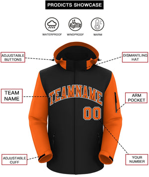 Custom Black Orange-White Raglan Sleeves Waterproof Jacket