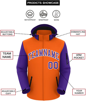 Custom Orange Purple-White Raglan Sleeves Waterproof Jacket