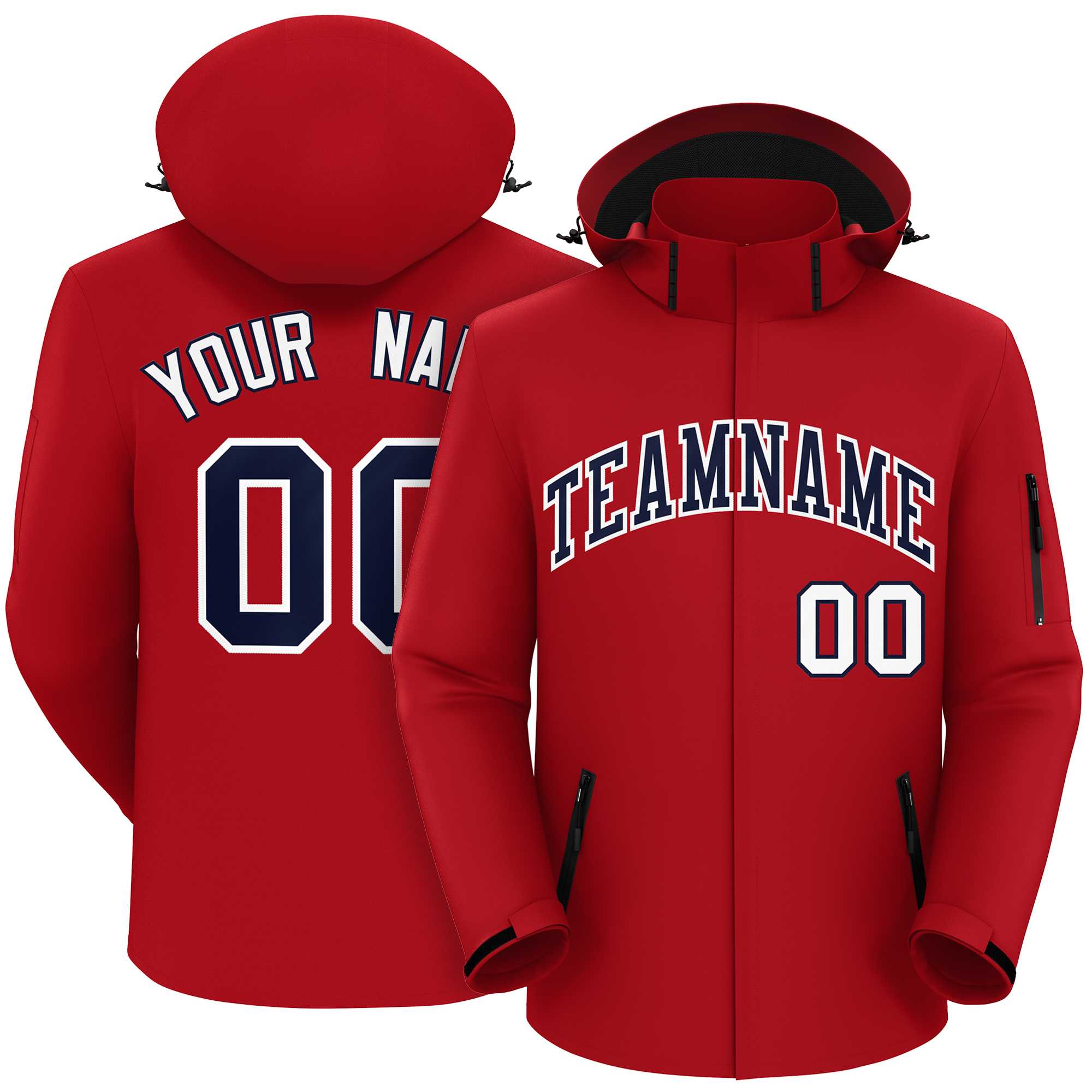 Custom Red Navy-White Classic Style Waterproof Jacket