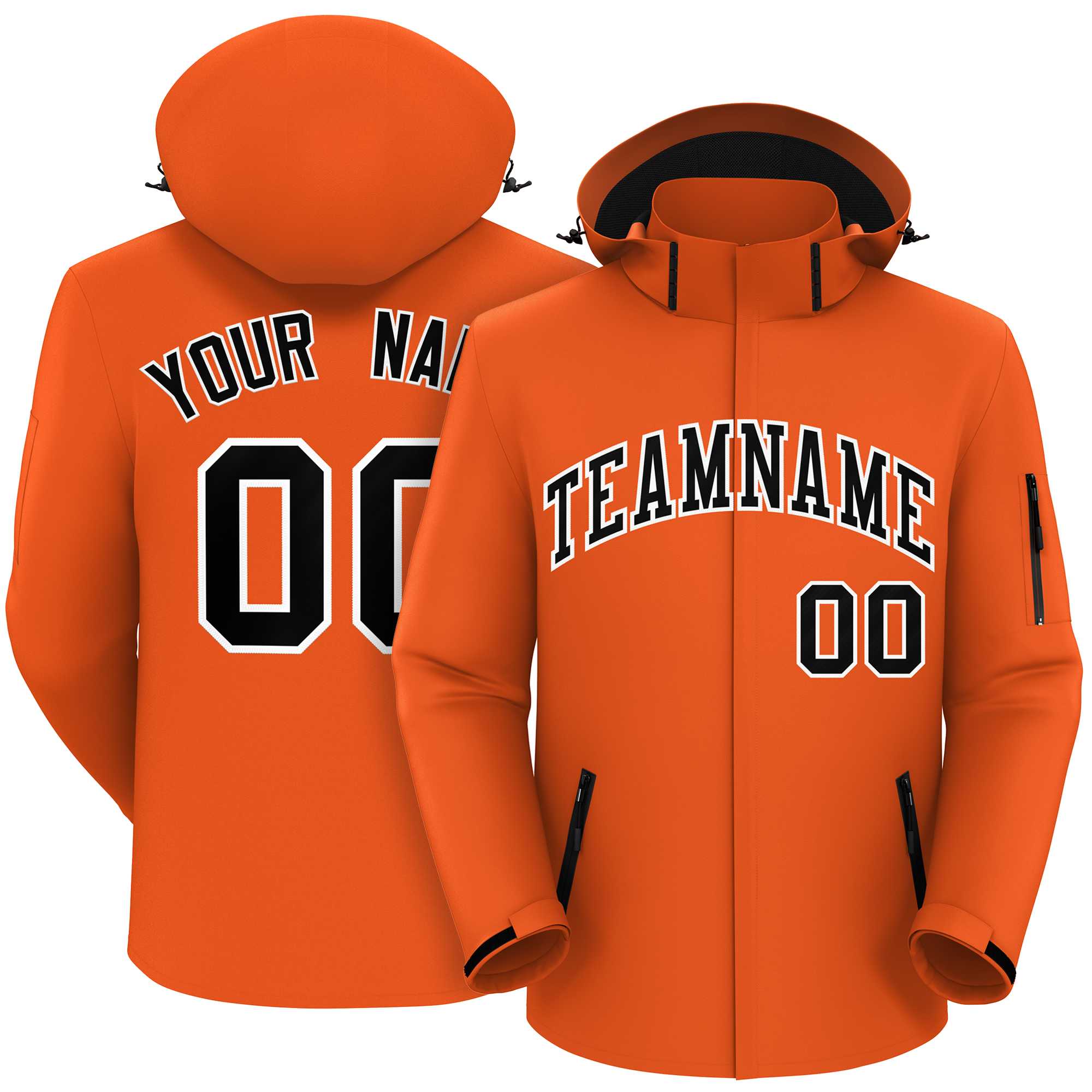 Custom Orange Black-White Classic Style Waterproof Jacket