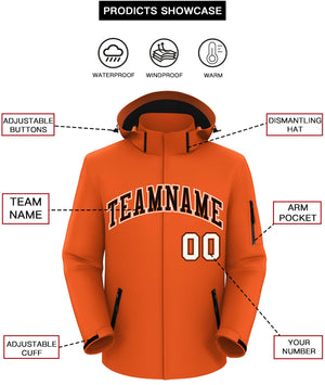 Custom Orange Black-White Classic Style Waterproof Jacket