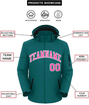 Custom Teal Pink-White Classic Style Waterproof Jacket