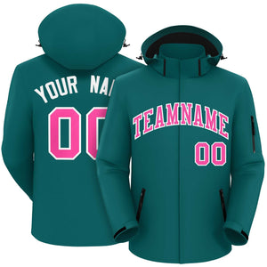 Custom Teal Pink-White Classic Style Waterproof Jacket