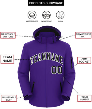 Custom Purple Black-White Classic Style Waterproof Jacket