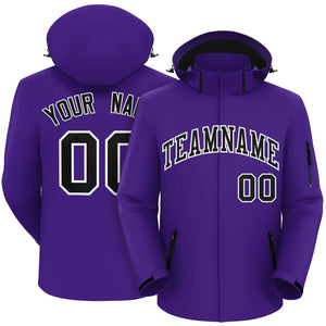 Custom Purple Black-White Classic Style Waterproof Jacket