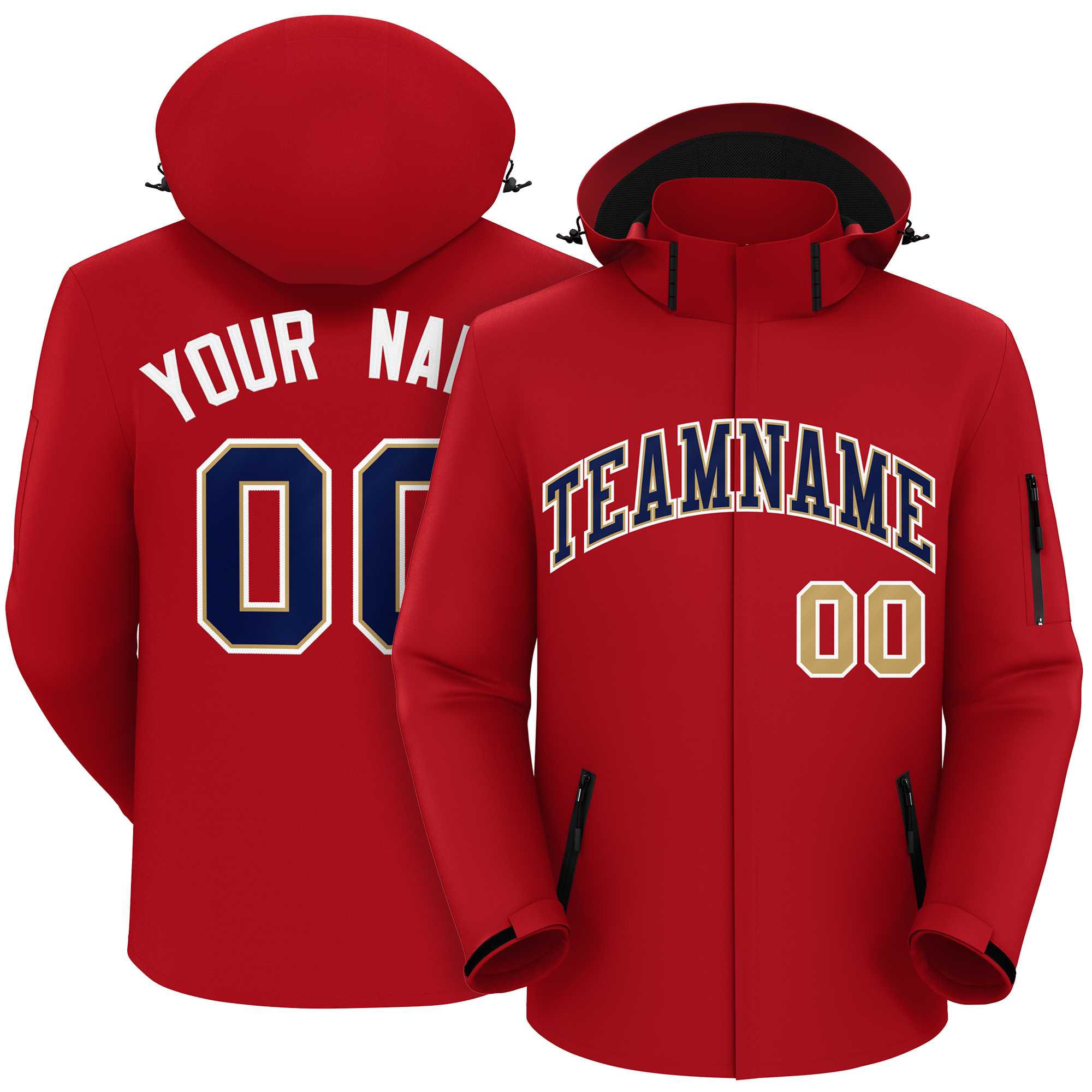 Custom Red Navy-White Classic Style Waterproof Jacket