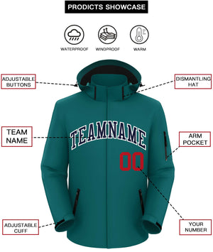 Custom Teal Navy-White Classic Style Waterproof Jacket