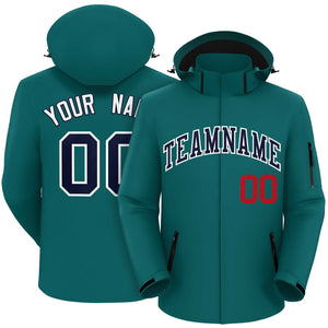 Custom Teal Navy-White Classic Style Waterproof Jacket