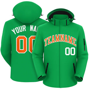 Custom Kelly Green Orange-White Classic Style Waterproof Jacket