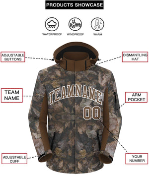 Custom Lt Brown White Graffiti Pattern Personalized Outdoor Hooded Waterproof Jacket