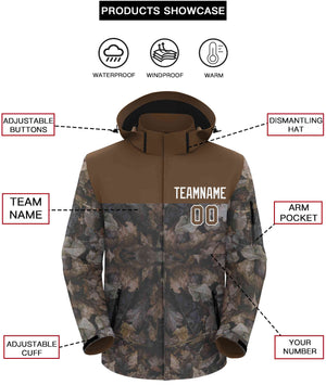 Custom Lt Brown White Graffiti Pattern Personalized Outdoor Hooded Waterproof Jacket