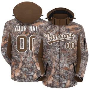 Custom Lt Brown White Graffiti Pattern Personalized Outdoor Hooded Waterproof Jacket