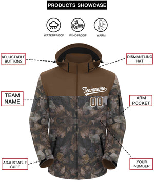 Custom Lt Brown White Graffiti Pattern Personalized Outdoor Hooded Waterproof Jacket