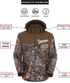 Custom Lt Brown White Graffiti Pattern Personalized Outdoor Hooded Waterproof Jacket