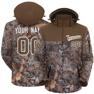 Custom Lt Brown White Graffiti Pattern Personalized Outdoor Hooded Waterproof Jacket