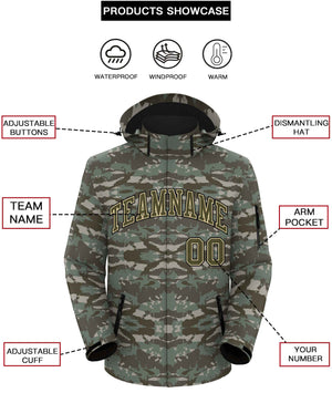 Custom Olive Khaki-Black Camo Outdoor Windbreaker Personalized Waterproof Jacket