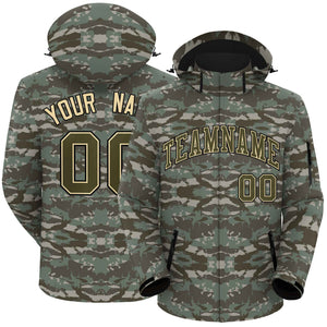 Custom Olive Khaki-Black Camo Outdoor Windbreaker Personalized Waterproof Jacket