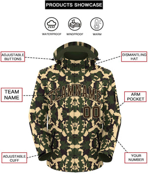 Custom Brown Khaki-Black Camo Outdoor Windbreaker Personalized Waterproof Jacket