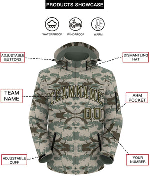 Custom Olive Cream-Black Camo Outdoor Windbreaker Personalized Waterproof Jacket