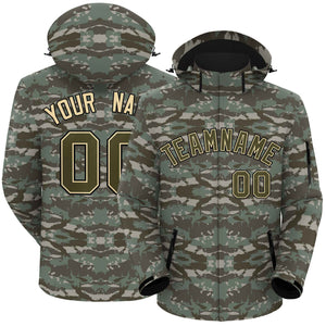 Custom Olive Khaki-Black Camo Outdoor Windbreaker Personalized Waterproof Jacket