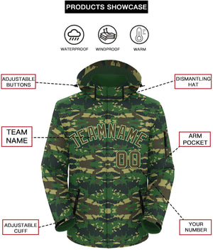 Custom Olive Khaki-Green Camo Outdoor Windbreaker Personalized Waterproof Jacket