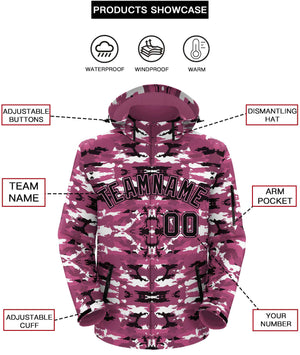 Custom Black Pink Camo Outdoor Windbreaker Personalized Waterproof Jacket