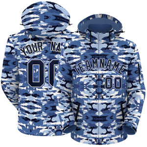 Custom Navy Cream-Royal Camo Outdoor Windbreaker Personalized Waterproof Jacket