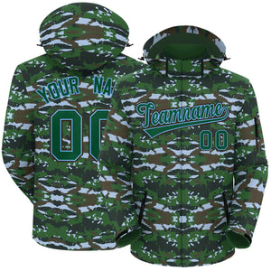 Custom Green Lt Blue Camo Outdoor Windbreaker Personalized Waterproof Jacket