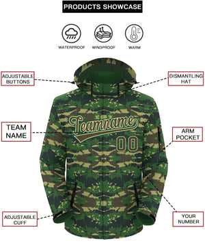 Custom Olive Khaki-Green Camo Outdoor Windbreaker Personalized Waterproof Jacket