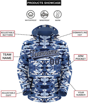 Custom Navy Cream-Royal Camo Outdoor Windbreaker Personalized Waterproof Jacket