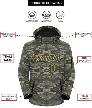 Custom Olive Khaki-Black Camo Outdoor Windbreaker Personalized Waterproof Jacket