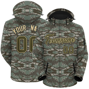 Custom Olive Khaki-Black Camo Outdoor Windbreaker Personalized Waterproof Jacket