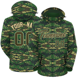 Custom Olive Khaki-Green Camo Outdoor Windbreaker Personalized Waterproof Jacket