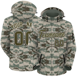 Custom Olive Cream-Black Camo Outdoor Windbreaker Personalized Waterproof Jacket