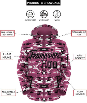 Custom Black Pink Camo Outdoor Windbreaker Personalized Waterproof Jacket