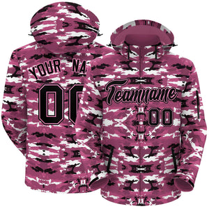 Custom Black Pink Camo Outdoor Windbreaker Personalized Waterproof Jacket