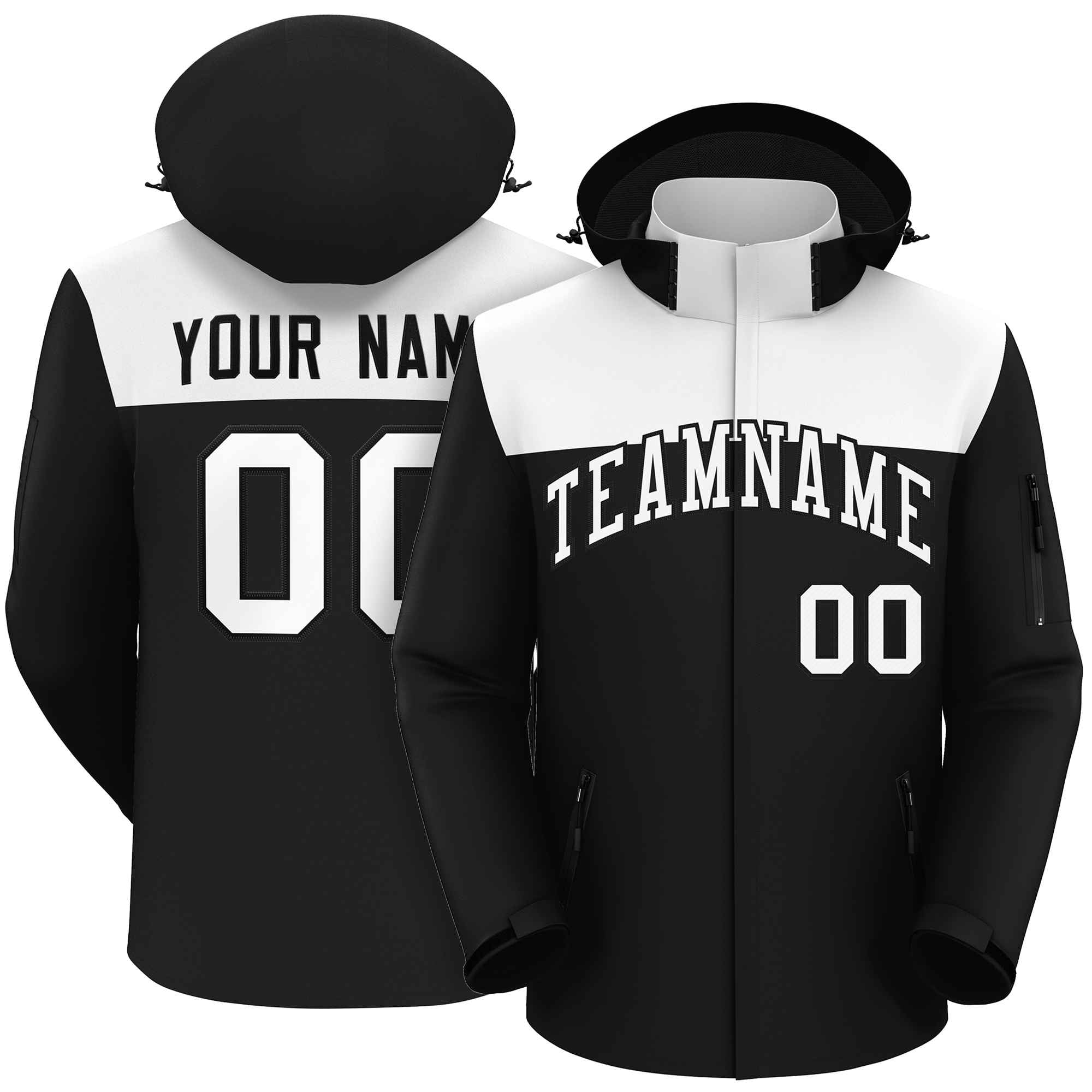 Custom White Black Two Tone Waterproof Jacket